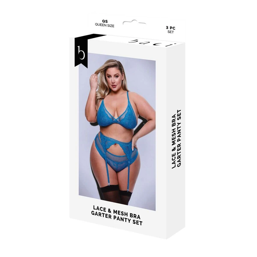 Underwear Set Baci Lingerie Garter & Panty Blue (Queen): ceny i cechy