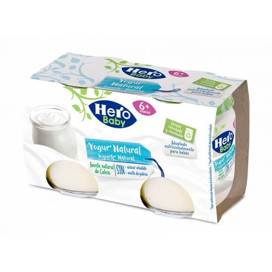 Natuurlijke yoghurt, +6 maanden, 2x 120 gr, Hero Baby
