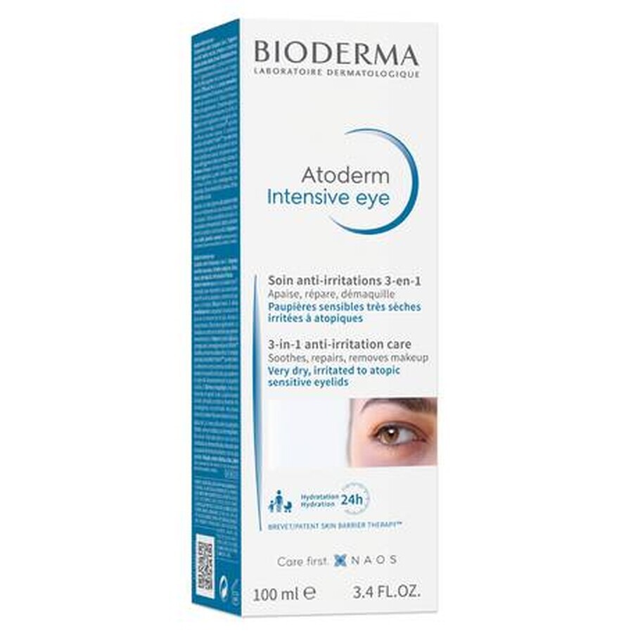 Bioderma Atoderm Intensieve Oog 3 in 1 Dagelijkse Verzorging voor Geïrriteerde Oogleden, 100 ml