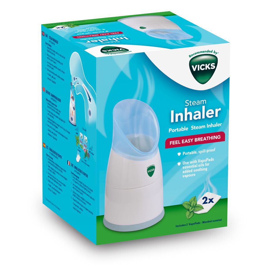 Tragbarer Dampf-Inhalator mit 2 Menthol-Tabletten, TOW015046, Vicks