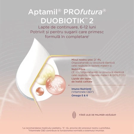 Mleko w proszku ProFutura 2 Duo Biotik, 6-12 miesięcy, 800 g, Aptamil: ceny i cechy