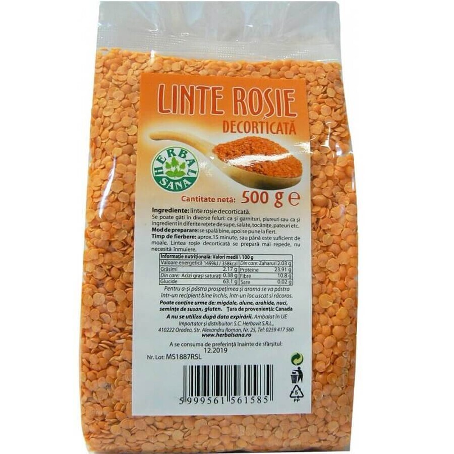 Lenticchie rosse, 500 gr, Sana alle Erbe