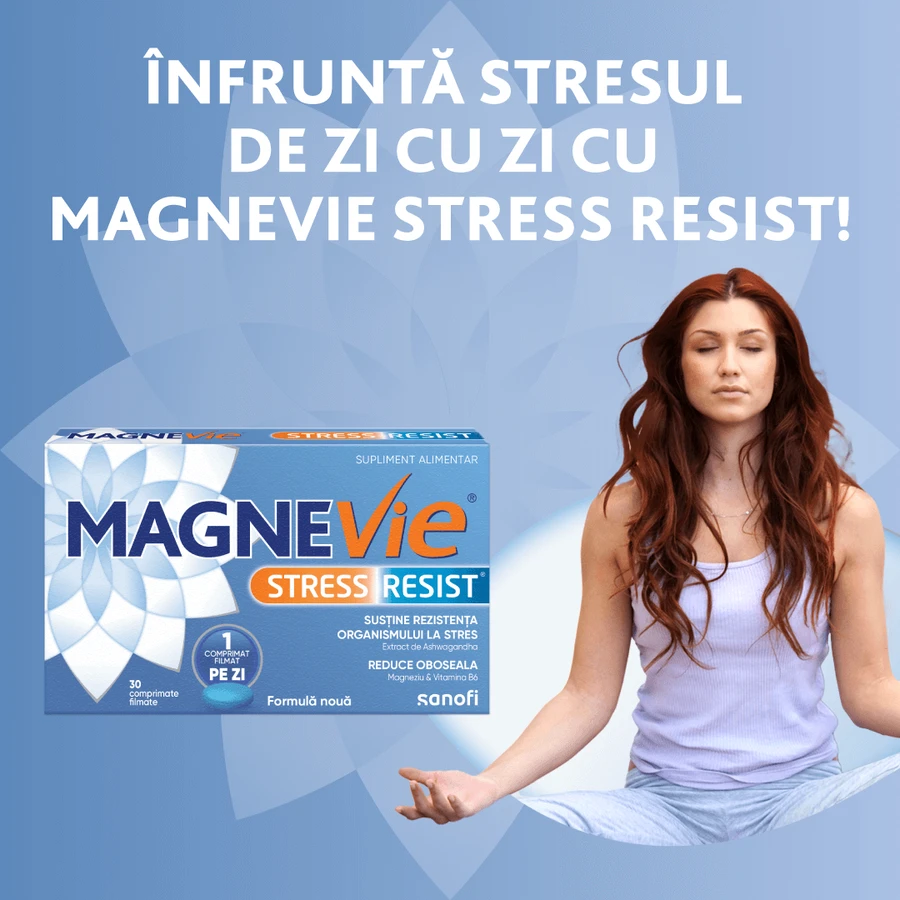 MagneVie Stress Resist mit Ashwaghanda 80mg + 60mg Magnesium + 1,4mg Vitamin B6, Nervensystem und Stressresistenz, 4x30 Tabletten 