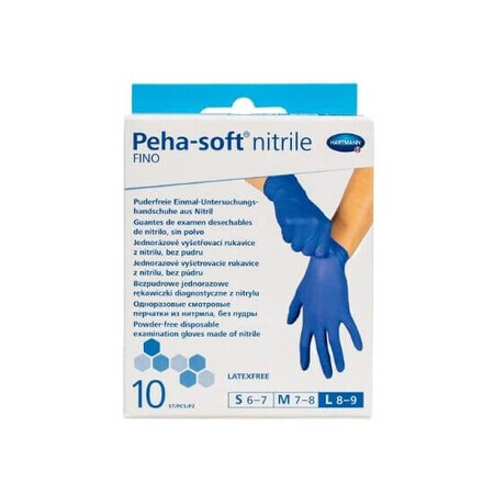 Blauwe Nitril Dunne Handschoenen, Peha Zacht, 10 stuks Maat L, Hartmann
