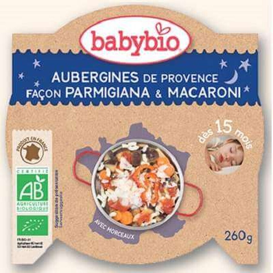 Menu Aubergine met Parmezaan en Macaroni, +15 maanden, 260g, BabyBio