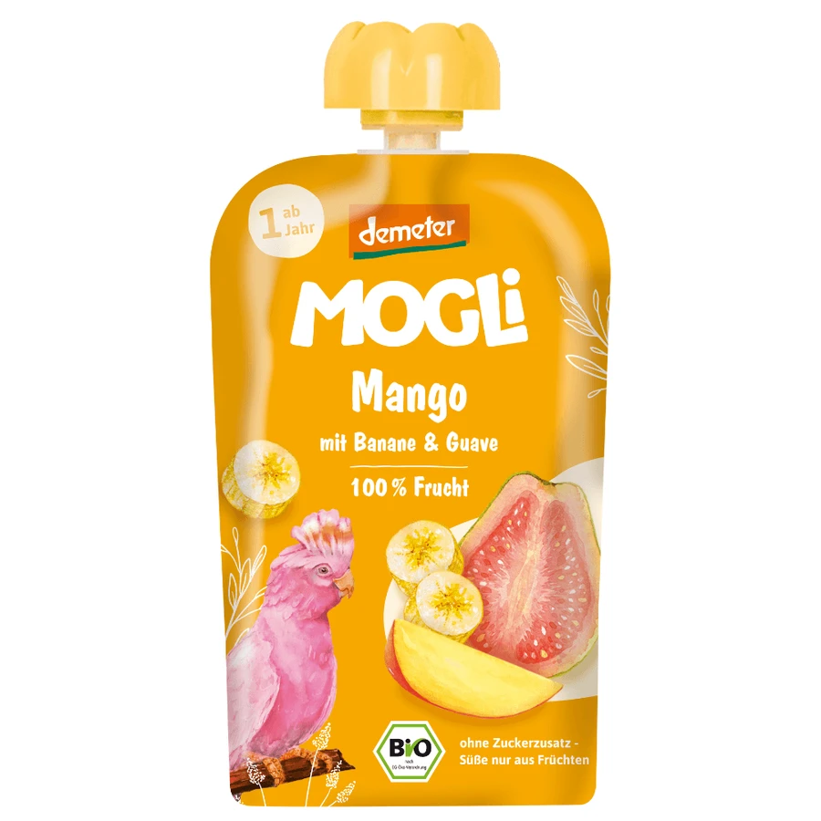 Biologische puree, 1 jaar+, Mango, Guave en Bananen, 100 g, Mogli