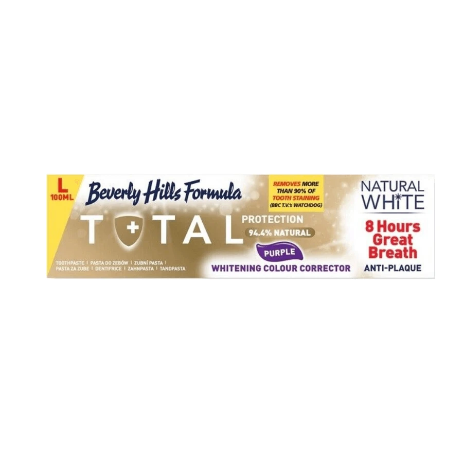 Whitening Tandpasta, Natural White Totale Bescherming, 100 ml, Beverly Hills Formula