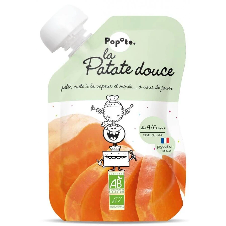 Puré de patatas bio con 78% de boniatos, 4-6 meses, 120 g, Popote