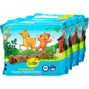 SauBär Bear nawilżane chusteczki toaletowe dla dzieci 4x60 szt., 240 szt.
