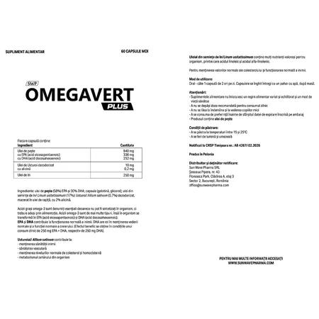 Omegavert Plus, 60 cápsulas, Sun Wave Pharma