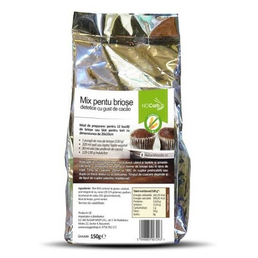 Mix pentru briose dietetice cu gust de cacao, NoCarb, 150g, No Sugar Shop