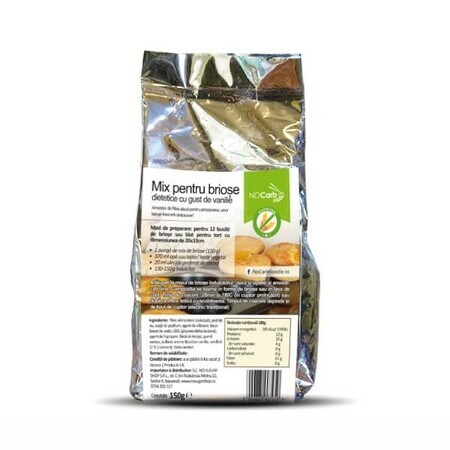 Mix pentru briose low carb, dietetice, fara zahar cu gust de vanilie NoCarb,150g, No Sugar Shop