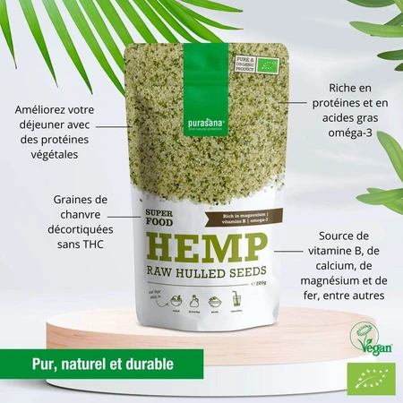 Purasana Gepeld organisch hennepzaad 200g