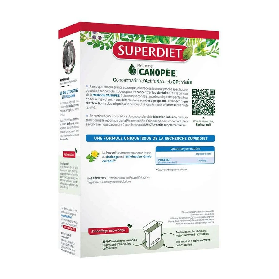 Superdiet Löwenzahn Bio Elimination 20 Ampullen Drainage Et Élimination 15ml