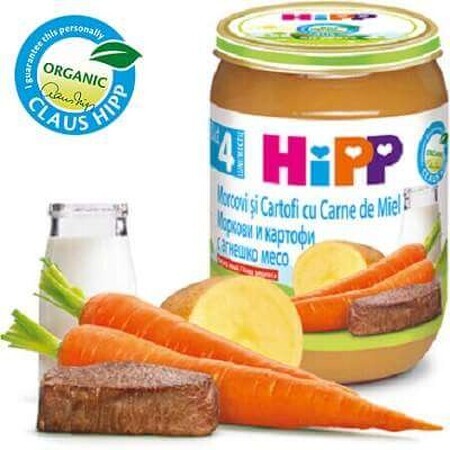 Carottes avec pommes de terre et agneau, +4mois, 190g, Hipp