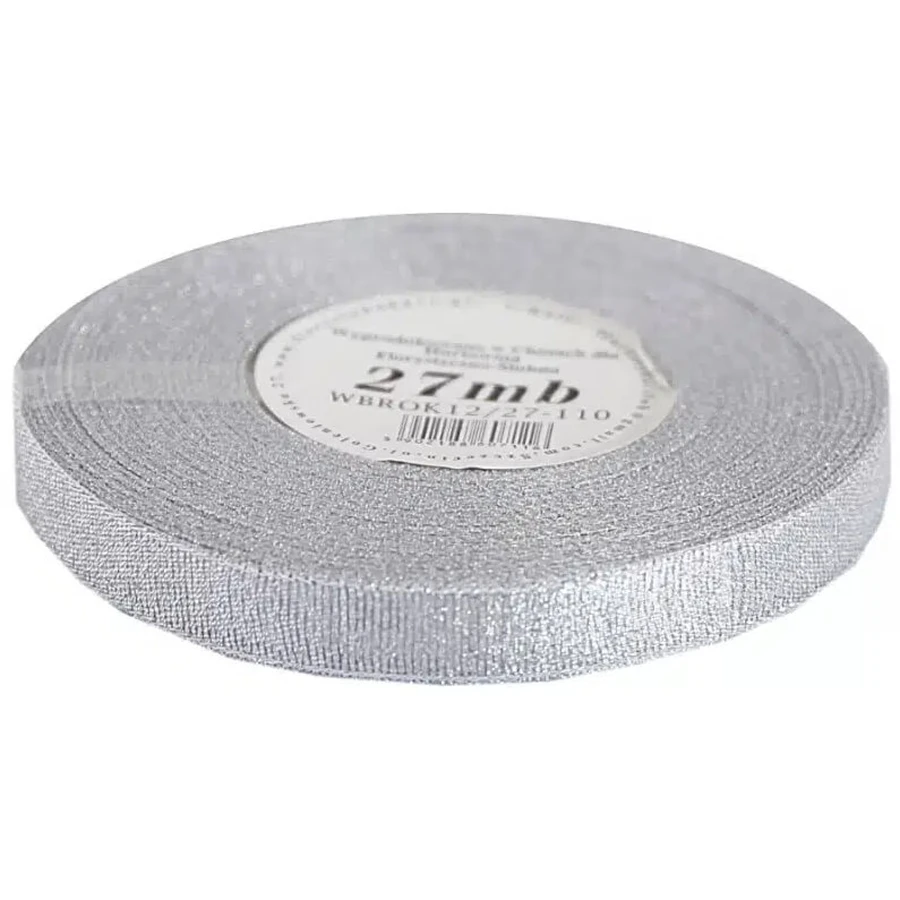 Glitterlint 12mm x 27mb, zilver, 1 st