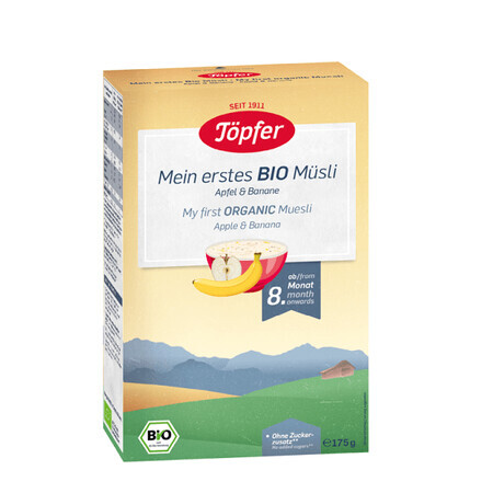 Musli met appels en bananen Biologisch, +8 maanden, 175 g, Topfer