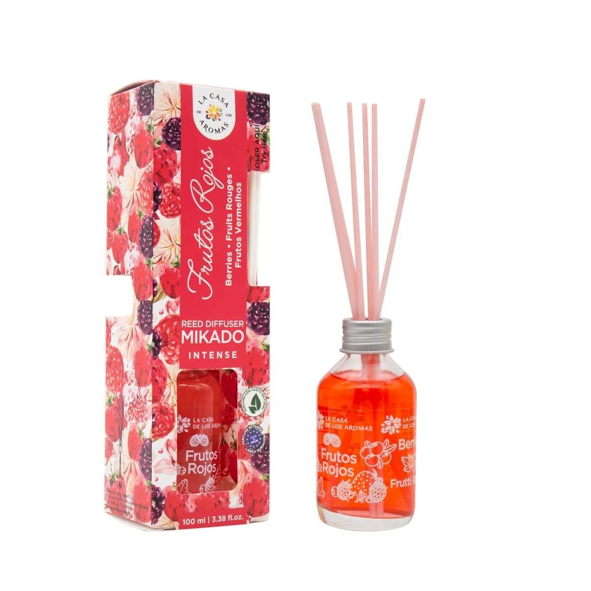 La Casa de los Aromas Mikado Intense geurstokjes Rood Fruit, 100ml