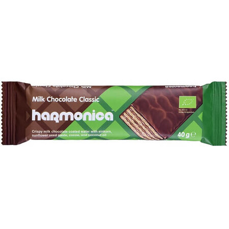 Napolitana classique bio enrobée de chocolat, 40 gr, Harmonica