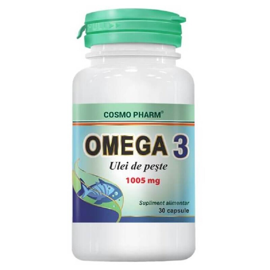 Omega 3 olie meer dan 1005 mg Natuurlijk, 30 capsules, Cosmopharm