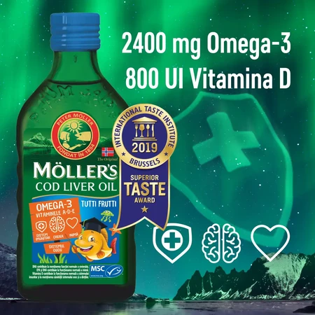 Möller's Omega 3 cod liver oil with tutti-frutti flavour for children, 250 ml