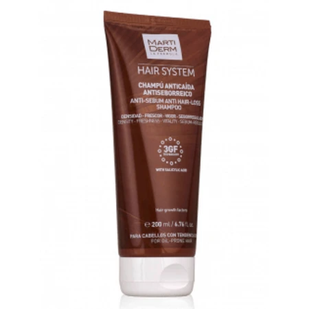 Martiderm Hair System 3GF Champú Anticaída Antiseborreico Uso Frecuente, 200ml