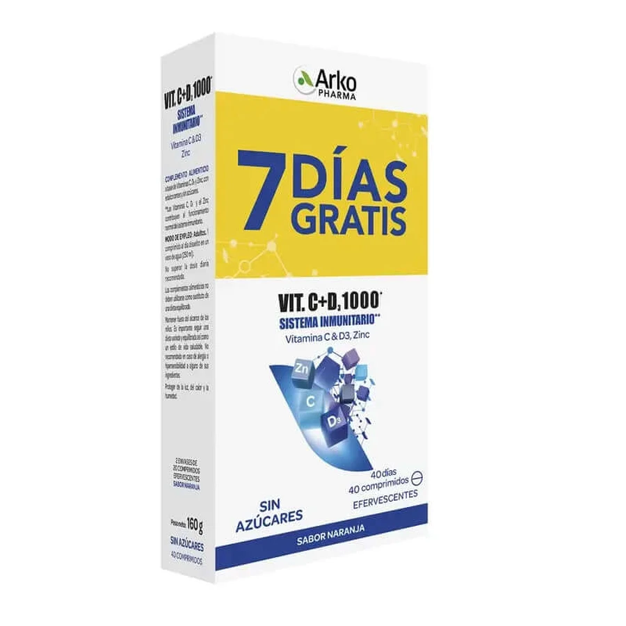 Arkopharma PACK Vit C + D3 1000 40 comprimidos efervescentes