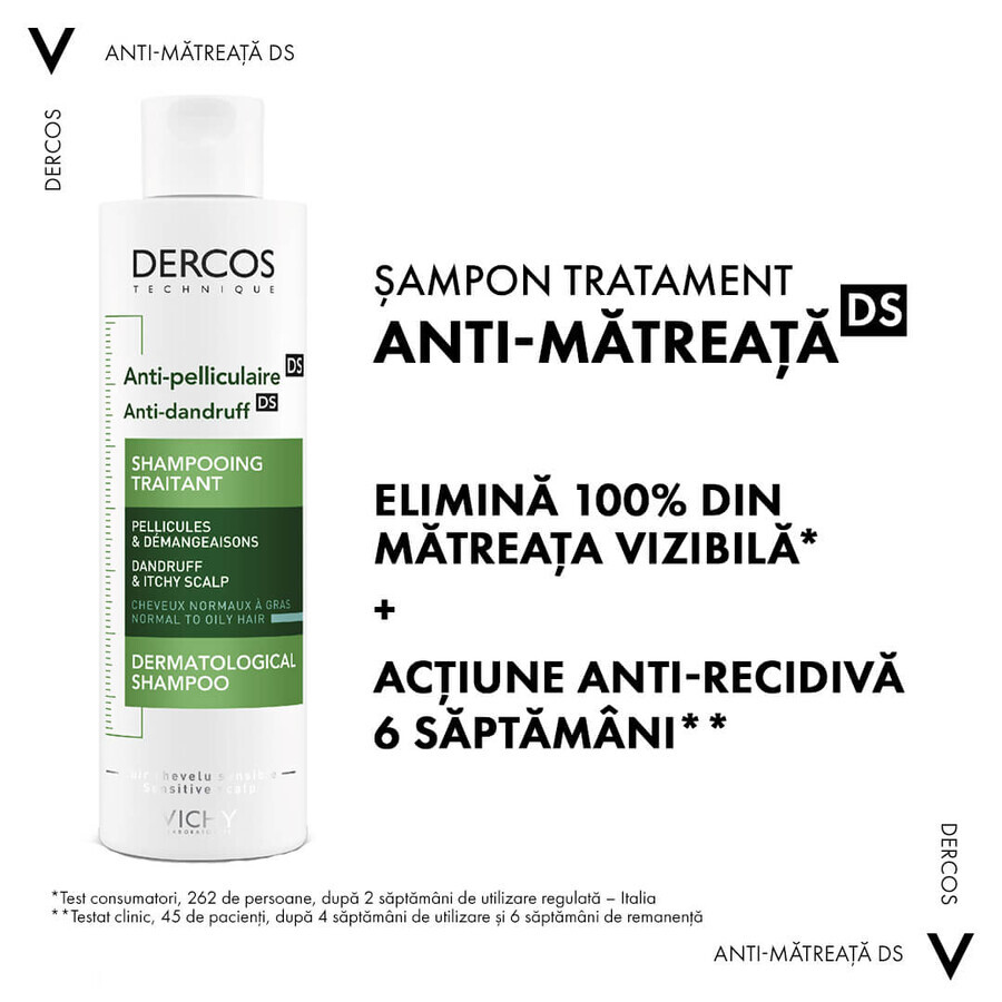 Vichy Dercos shampooing anti-pelliculaire pour cheveux normaux et gras 2x200 ml
