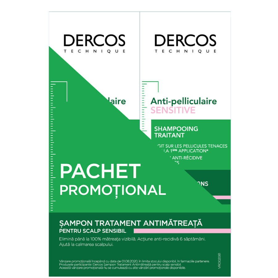 Vichy Dercos anti-malaria shampoo voor gevoelige hoofdhuid, 2x200 ml