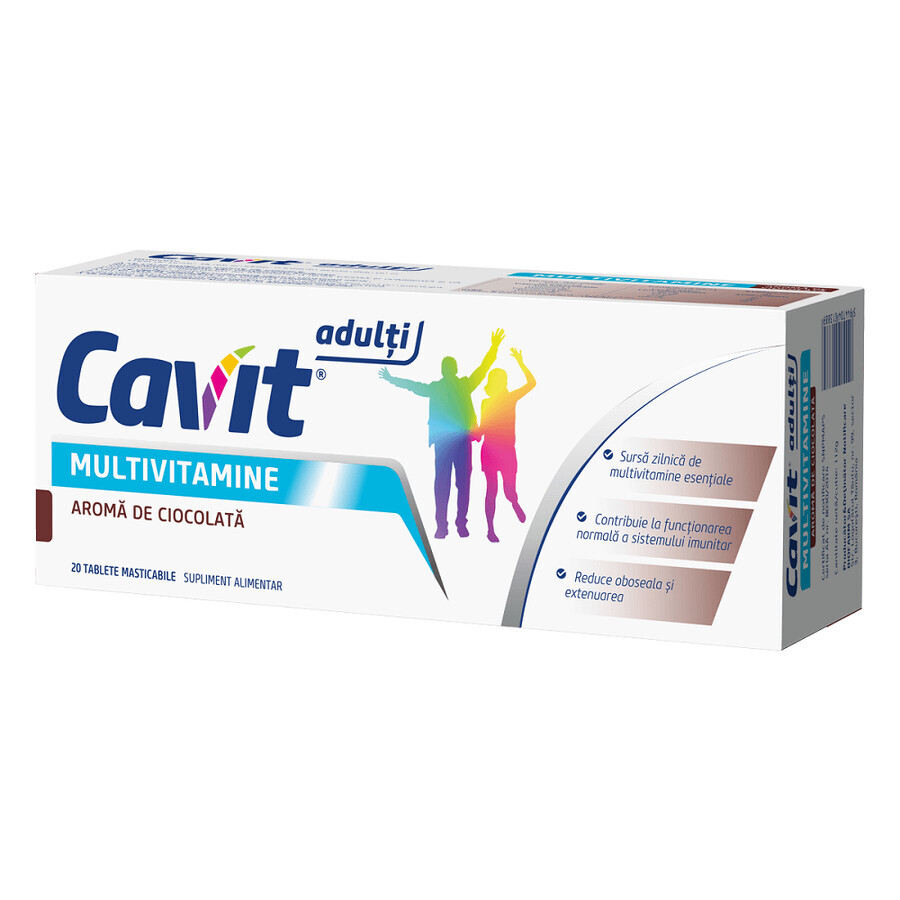 Cavit Adult Multivitaminen chocoladesmaak, 20 kauwtabletten, Biofarm