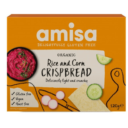 Pain croustillant au riz et au maïs bio, 120g, Amisa