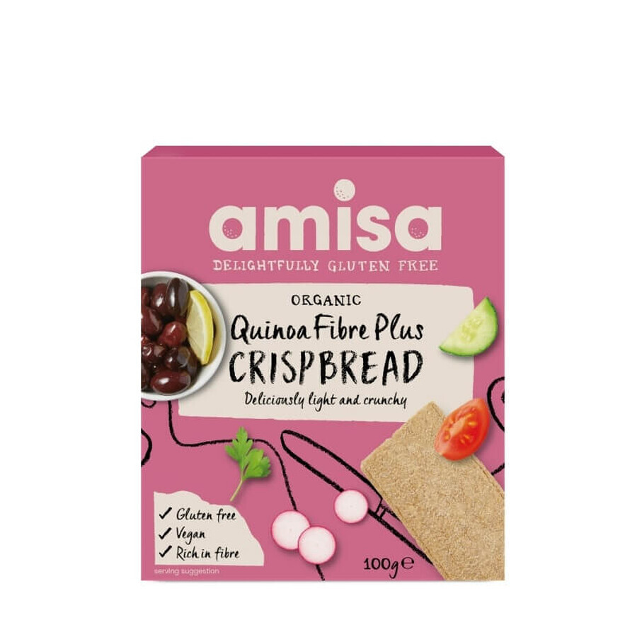 Pane con fibra di quinoa più Bio Crispbread senza glutine, 100 gr, Amisa