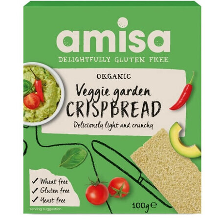 Veggie Garden Pain croustillant biologique sans gluten, 100 gr, Amisa