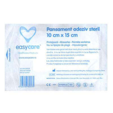 Medicazione adesiva sterile con tampone assorbente, 10x15 cm, EasyCare