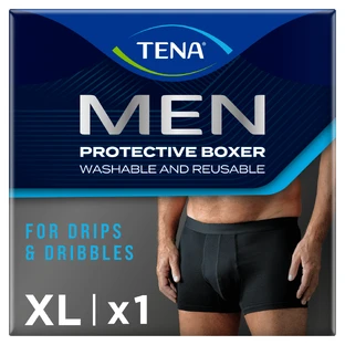 Tena Men Protective Boxer, herbruikbare boxershort voor lichte incontinentie, zwart, maat XL, 1 stuk