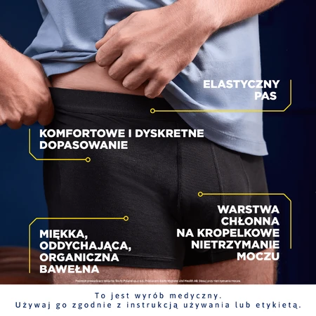Tena Men Protective Boxer, herbruikbare boxershort voor lichte incontinentie, zwart, maat XL, 1 stuk