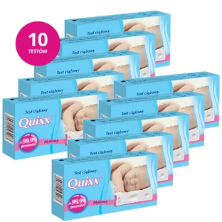 Zestaw Quixx, test ciążowy, płytkowy, czuły 25 mIU/ml, 10 sztuk