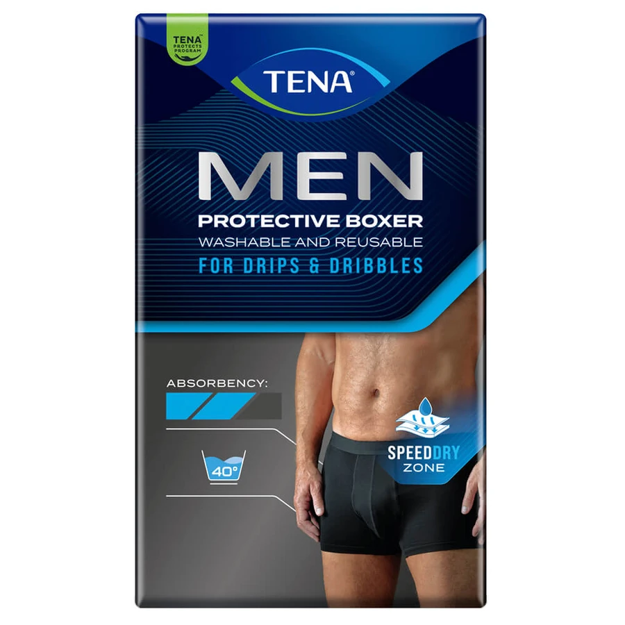 Tena Men Protective Boxer, herbruikbare boxershort voor lichte incontinentie, zwart, maat M, 1 stuk
