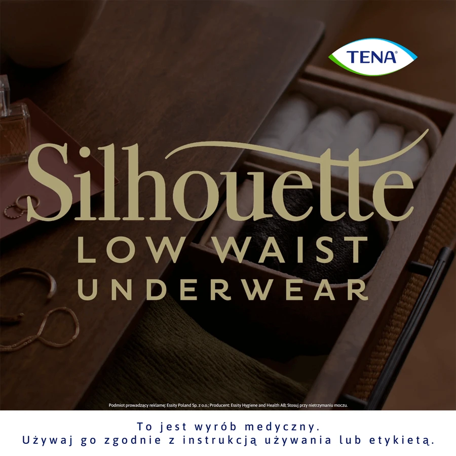 Tena Silhouette Plus Zwart, discreet absorberende slips voor dames, maat M, 12 stuks