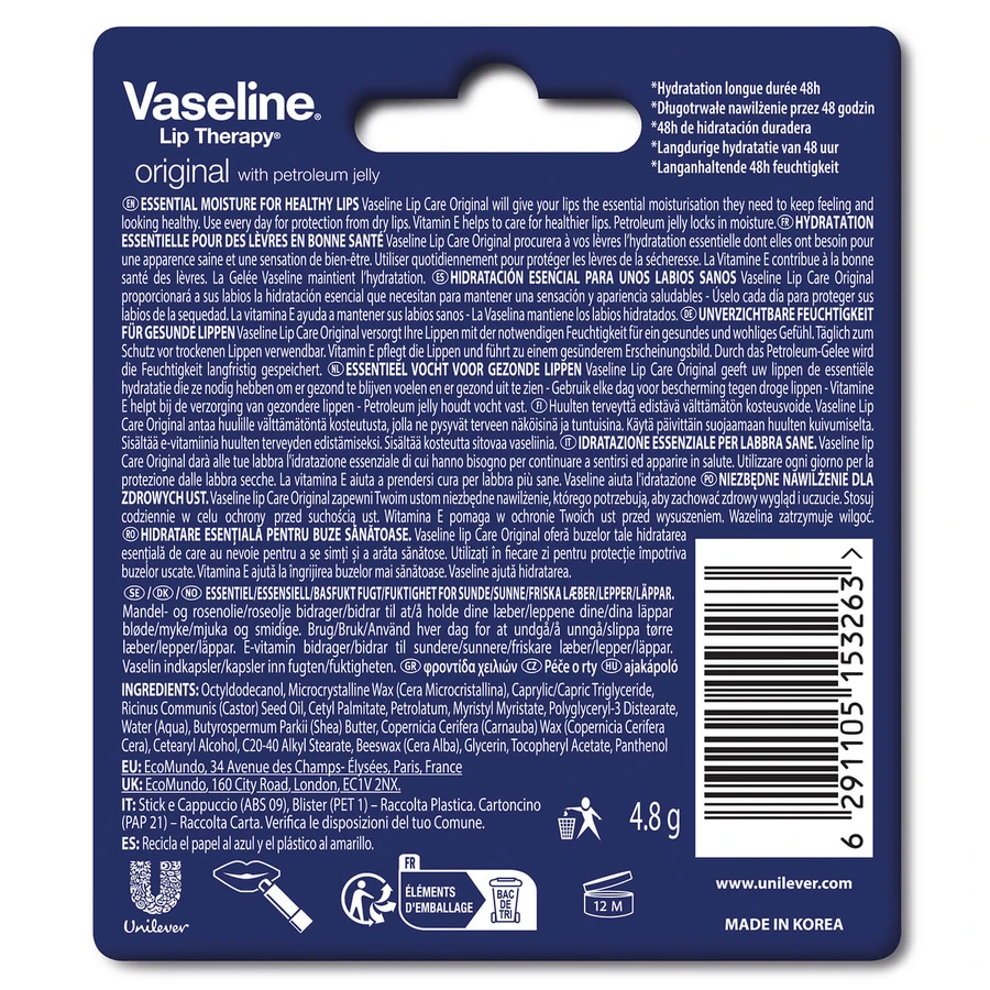 Vaseline Lip Therapy Original, rouge à lèvres, 4,8 g