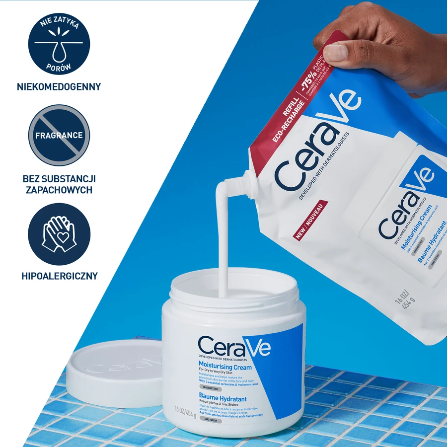 CeraVe, Gesichts- und Körperfeuchtigkeitslotion mit Ceramiden, trockene und sehr trockene Haut, Reserve, 454 g