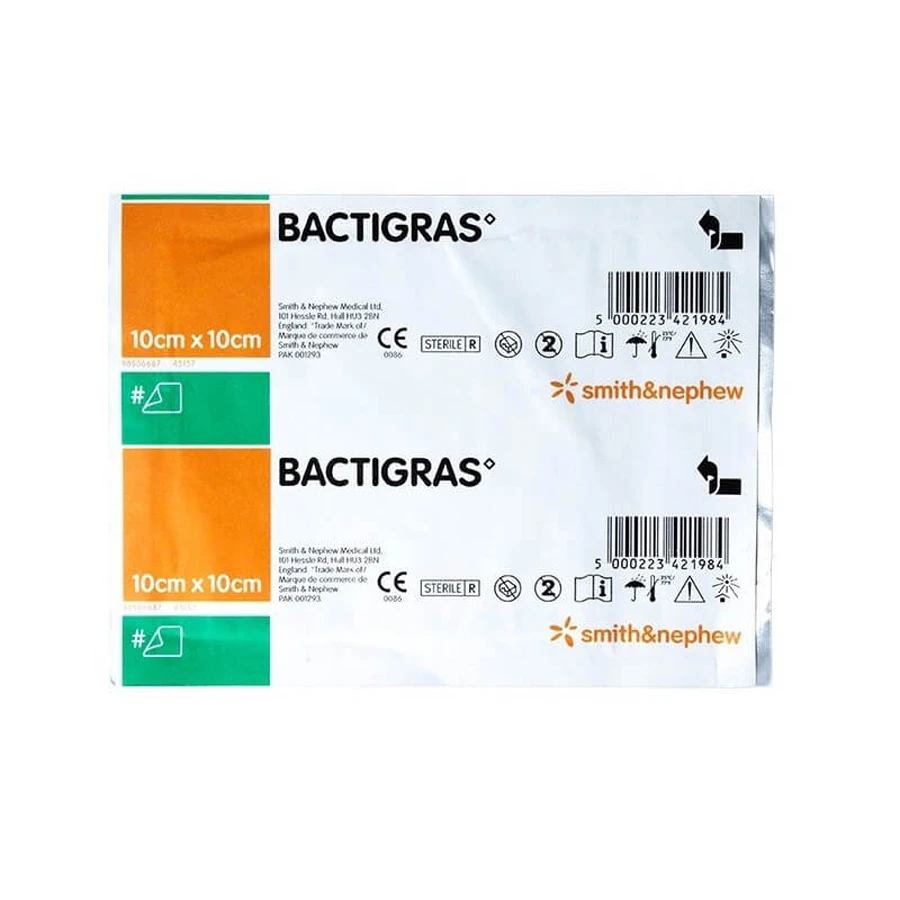 Bactigras, paraffin dressing, sterile, 10 cm x 10 cm, 10 pieces