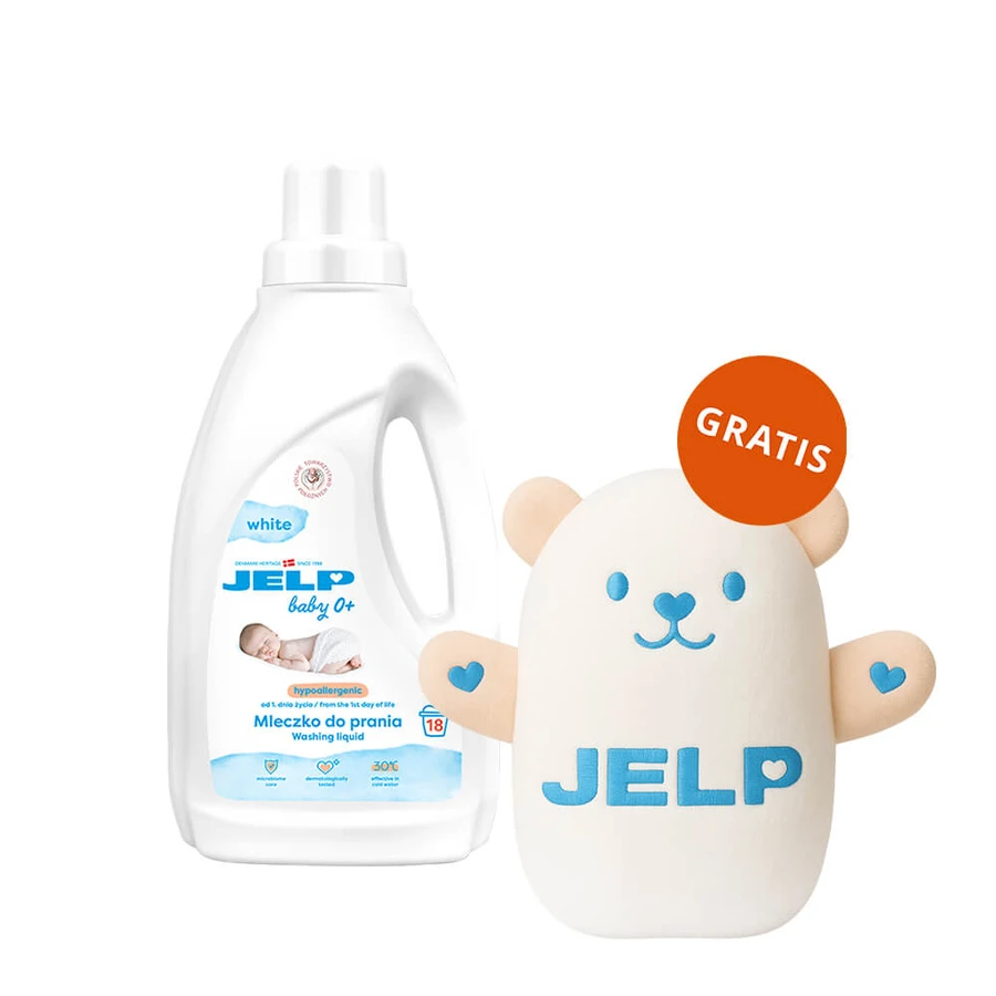Jelp Baby 0+, hypoallergene wasmelk, wit, 1,5 l + gratis teddybeer