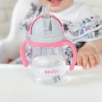 AKUKU, Strohflasche mit Gewicht, rosa, 280 ml