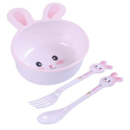 Bocioland, vaisselle en mélamine pour enfants, lapin, 5 pièces