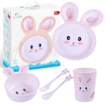 Bocioland, vaisselle en mélamine pour enfants, lapin, 5 pièces