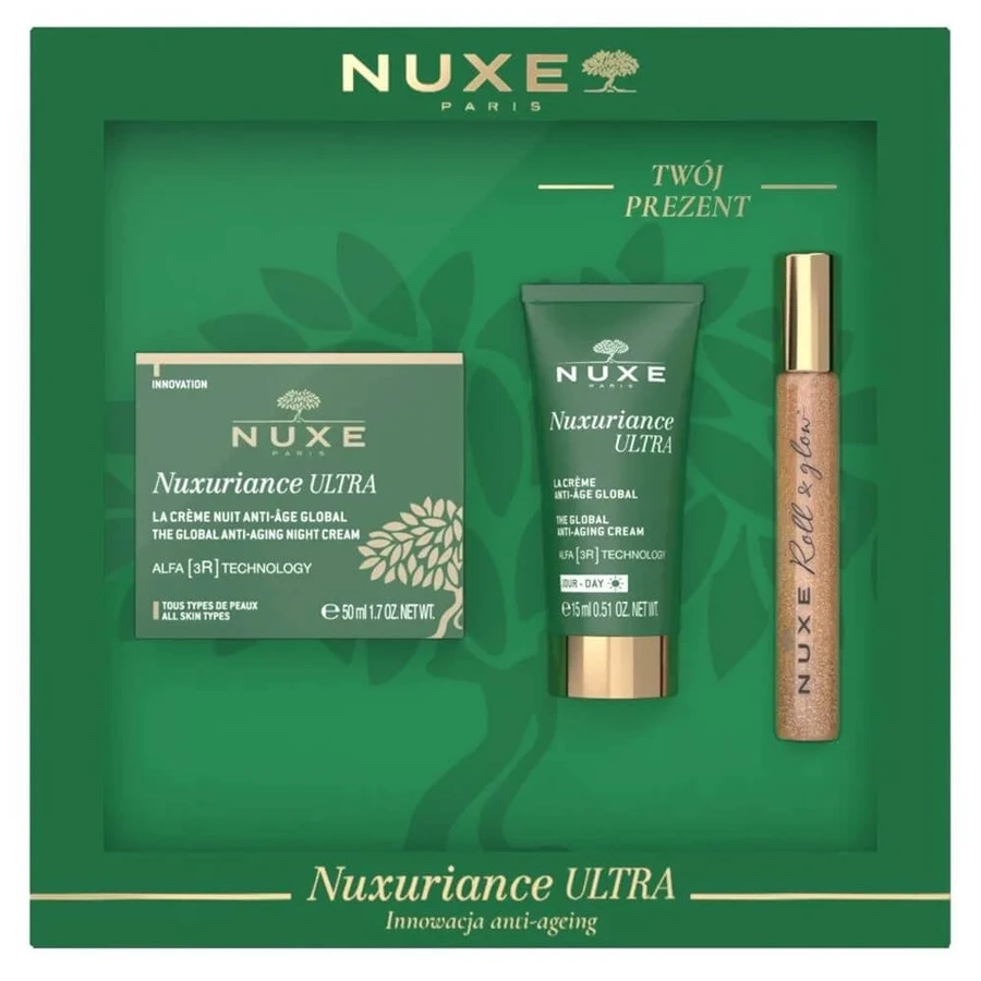 Set Nuxe Nuxuriance Ultra, nachtcrème, 50 ml + dagcrème, 15 ml + Huile Prodigieuse Or, roll on, 8 ml