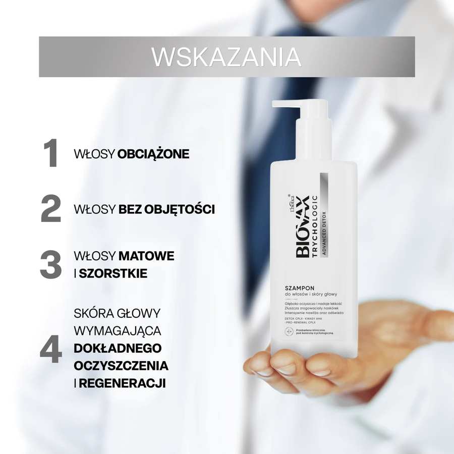 Biovax Trychologic Advanced Detox set, hair and scalp shampoo, 200 ml + scalp scrub, 50 ml