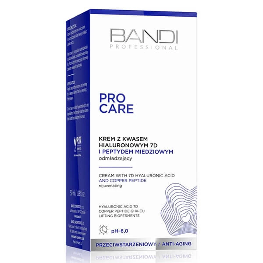 Bandi Professional Pro Care, anti-verouderingscrème met 7D hyaluronzuur en koperpeptide, 50 ml