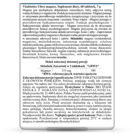 Vitabiotics Ultra Magnesium 375 mg, 60 Tabletten